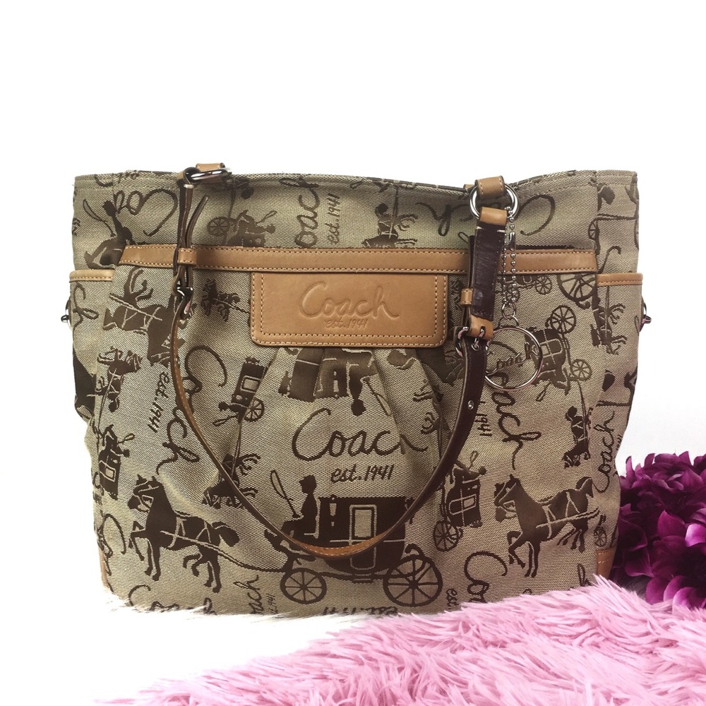 SALE Coach Horse and Carriage Canvas Tote